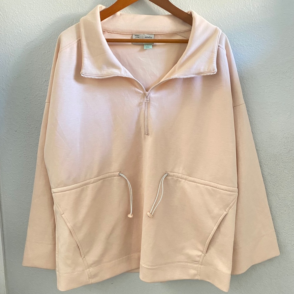 Saturday Sunday Anthropologie Peach Quarter Zip Pullover Sweatshirt Large